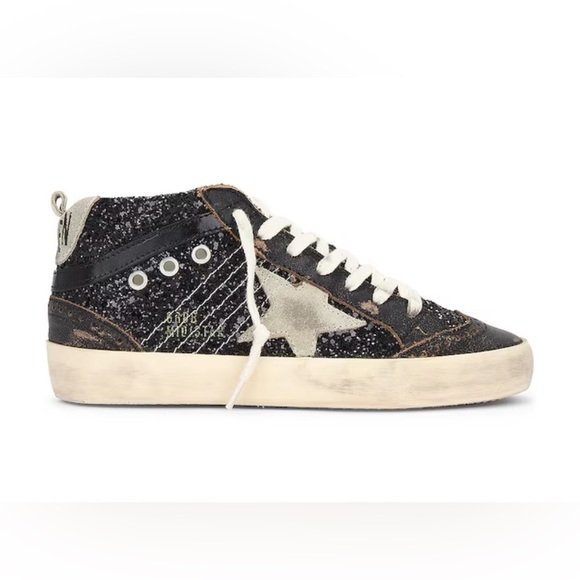 Golden Goose Mid Star Sneaker Black Glitter beige Taupe NIB - Picture 9 of 16